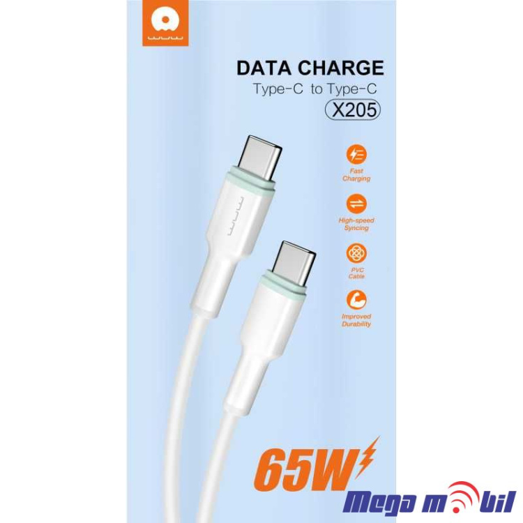 Data Kabel iPhone 15 PD WUW-X205 65W 1m FAST white